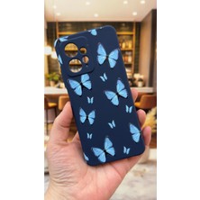 Vip Case Xiaomi Redmi Note 12 4g Uyumlu Mavi Kelebek Desenli Silikon Darbe Emici Klasik Korumalı Rubber Kılıf