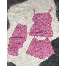 Deniz Home Wear Yazlık Pegasus Kumaş 3 Lü Kadın Pijama Takımı