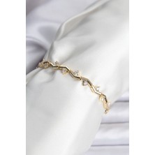 Nehir Zikzak Model Pirinç Gold Renk Bileklik