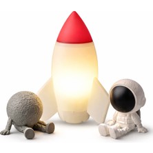 Miralux Işıklı Roket Dekoratif Lamba Ay ve Astronot   – Gece Lambası & Masa Üstü Aydınlatma