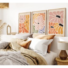 Modern Soyut Çiçek Desenli 3’lü Tablo Seti – Renkli Minimalist Duvar Dekoru | Pam Studio