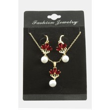 İlk El Grup Ieg™ Çiçek Inci Zirkon Taşlı Set Kolye