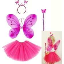 İlk El Grup Fuşya Kelebek Kostüm Aksesuar Seti 4 Parça