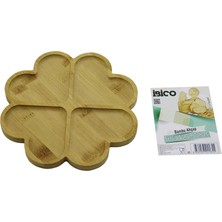 İlk El Grup Ieg™ Yuvarlak 4 Kalp Bölmeli Ahşap Bambu Servis Sunum Tepsi - Tahtası 21 x 1.4cm ()
