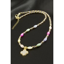 İlk El Grup Ieg™ Çiçek Sedef Cam Boncuk Kristal Kolye