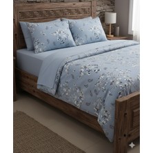 Voddi Battal Boy Mavi Etnik Nevresim Takımı Çarşaf Lastikli 180X200CM