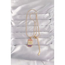 İlk El Grup 316L Çelik Gold Renk Karışık Mineli Ay Figür Tarot Kolye