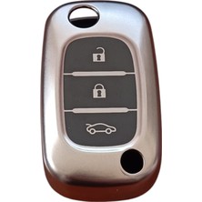 İlk El Grup Renault Fuluence Anahtar Uyumlu Silikon Oto Anahtar Kumanda Kabı Kılıf Füme