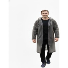 Unisex Gri Eva Kumaş Su Rüzgar Geçirmez Yağmurluk
