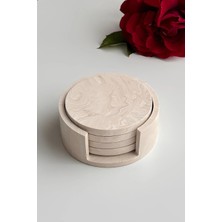 Red.moon Mermer Desenli 4’lü Beton Bardak Altlığı & Stand | Minimalist Dekoratif Set