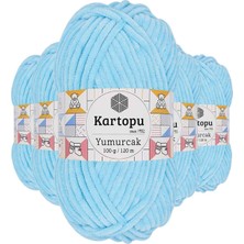 İlk El Grup Ieg™ 5 Adet Yumurcak Kadife El Örgü Ipi Açık Turkuaz K516