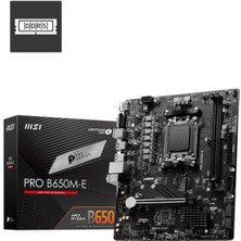 İlk El Grup Ieg™ Msı Pro B650ME Ddr5 6800MHZ 1xvga 1xhdmı 1xm.2 USB 3.2 Matx Am5(Amd Am5 9000/8000/7000 Seri