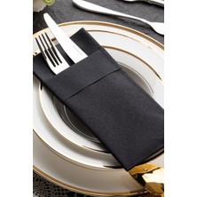 NapkinStore 50 Adet Airlaid ( Siyah ) Kumaş Dokulu Cepli Peçete 40*40 1/8 Katlama