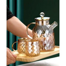 İlk El Grup Ieg™ Kabartmalı Bambu Kapaklı Borosilikat Cam Demlik 1500ML ROYALEKS-CM-2005