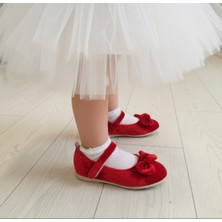 Gala Stil Gala Önü Fiyonklu Kadife Çocuk Babet