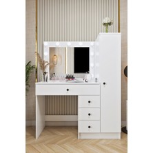 Ases Mobilya CMT520 Hollywood Işıklı Aynalı Boy Dolaplı Çekmeceli Makyaj Masası Modern Tasarım