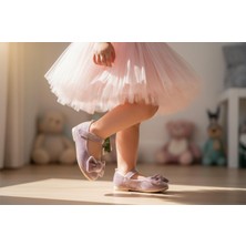Gala Stil Gala Önü Fiyonklu Kadife Çocuk Babet