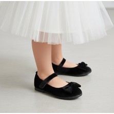 Gala Stil Gala Önü Fiyonklu Kadife Çocuk Babet