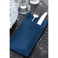 NapkinStore 50 Adet Airlaid ( Lacivert ) Kumaş Dokulu Cepli Peçete 40*40 1/8 Katlama