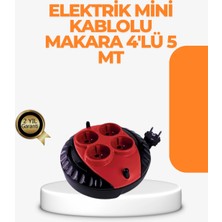 Starseven Kırmızı Renk 5 Metre 4’lü Kablolu Priz Makarası