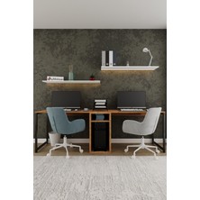 Aymobsan Twin 2 Kişilik Raflı Çalışma Masası Ofis Bilgisayar Masası - Atlantik Çam