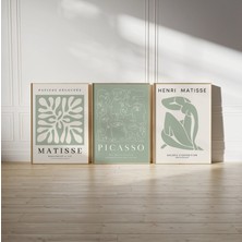 Pam Studio Matisse ve Picasso Minimalist Sanat Poster Seti – Yeşil Tonlarda 3’lü Modern Duvar Dekoru
