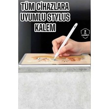 Dokunmatik Kalem Beyaz Şarjlı Yedek Uçlu Android ve Ios Uyumlu ( Lisinya )