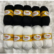 Tunç  Dolly Patik Ipi   5 Siyah   5 Beyaz 10 Lu Set