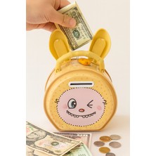 Home Dekor Hediye Kilitli Metal Kumbara Sevimli Tavşan Figürlü Kulaklı Çocuklar Için Para Biriktirme kumbarası sarı