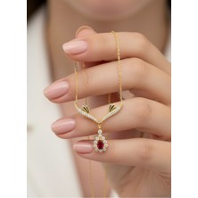 Çekirdek Jewelry 925 Ayar Gümüş Damla Taşlı Kanatlı Kolye