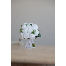 İstoria Bridal Şakayık Gelin Buketi, Beyaz Şakayık Gelin Çiçeği, Incili Gelin Buketi