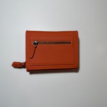 Hakiki Deri Kadın Cüzdan Orta Boy Turuncu