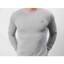 Lacoste Bisiklet Yaka Dar Kesim Gri Erkek Sweatshirt