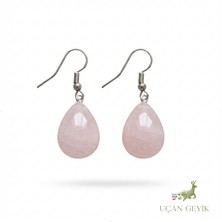 Doğal Pembe Kuvars Küpe – Aşk ve Sevgi Taşı, Şifa ve Enerji Kristali, Zarif Kadın Takı