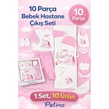 Petino 10'lu Yenidoğan Hastane Çıkış Seti – Yorganlı, Ayı Nakışlı, Kız Bebek için Hediyelik