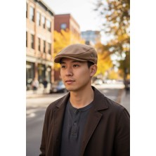 Eleven Markets Kışlık Kaşe Şapka Yün Düz Renk Spor London Kasket -Camel