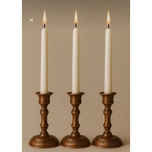 Equinox Mum (Sadece Mum) 3’lü Beyaz Ince Uzun Dekoratif Şamdan Mumu – Zarif Tasarım - Hediyelik