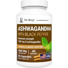 Dr. Berg Asha+ 1000MG  Root With Black Pepper From Bioperine - 90 Capsules.