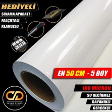 Jansın Home Parlak Beyaz Mutfak Dolap Tezgah Beyaz Eşya ve Mobilya Kaplama Yapışkanlı Folyosu 50 cm En 5 Ebat