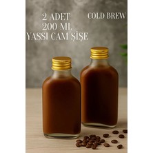 Rotanev 2 Adet Şeffaf Cold Brew Kapaklı Soğuk Kahve Yassı Cam Çok Amaçlı Şişe 200 ml