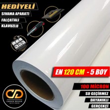 Jansın Home Parlak Beyaz Mutfak Dolap Tezgah Beyaz Eşya ve Mobilya Kaplama Yapışkanlı Folyosu 120 cm En 5 Ebat Boy