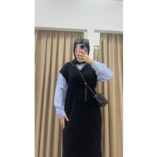 By Esma Eser Gömlek Detay Triko Elbise Siyah