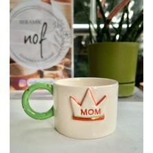 Nof El Yapımı Seramik Gerçek 24K Altın Dekorlu Mom Kupa