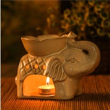 Keyfim Shop Dekoratif Fil Tasarımlı Buhurdanlık (Beyaz)