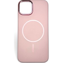 Mopal iPhone 14 Uyumlu Magsafe Özellikli Mat Pembe Ince Kılıf