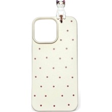 Mopal iPhone 16 Pro Uyumlu 3D Oyuncaklı Puantiye Kedi Tasarımlı Esnek Silikon Kılıfı