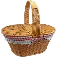 Lowell Home Yuvarlak Kapaklı Hasır Piknik Sepeti
