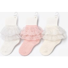 Olay Socks Kız Bebek Dantelli 3'lü Çorap
