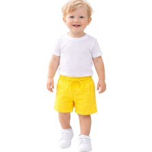 Fancy Kids Antalya Erkek Çocuk Şort – Bağcıklı Bel – Canlı Sarı – %100 Pamuk