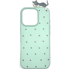 Mopal iPhone 16 Pro Uyumlu 3D Oyuncaklı Puantiye Kedi Tasarımlı Esnek Silikon Kılıfı